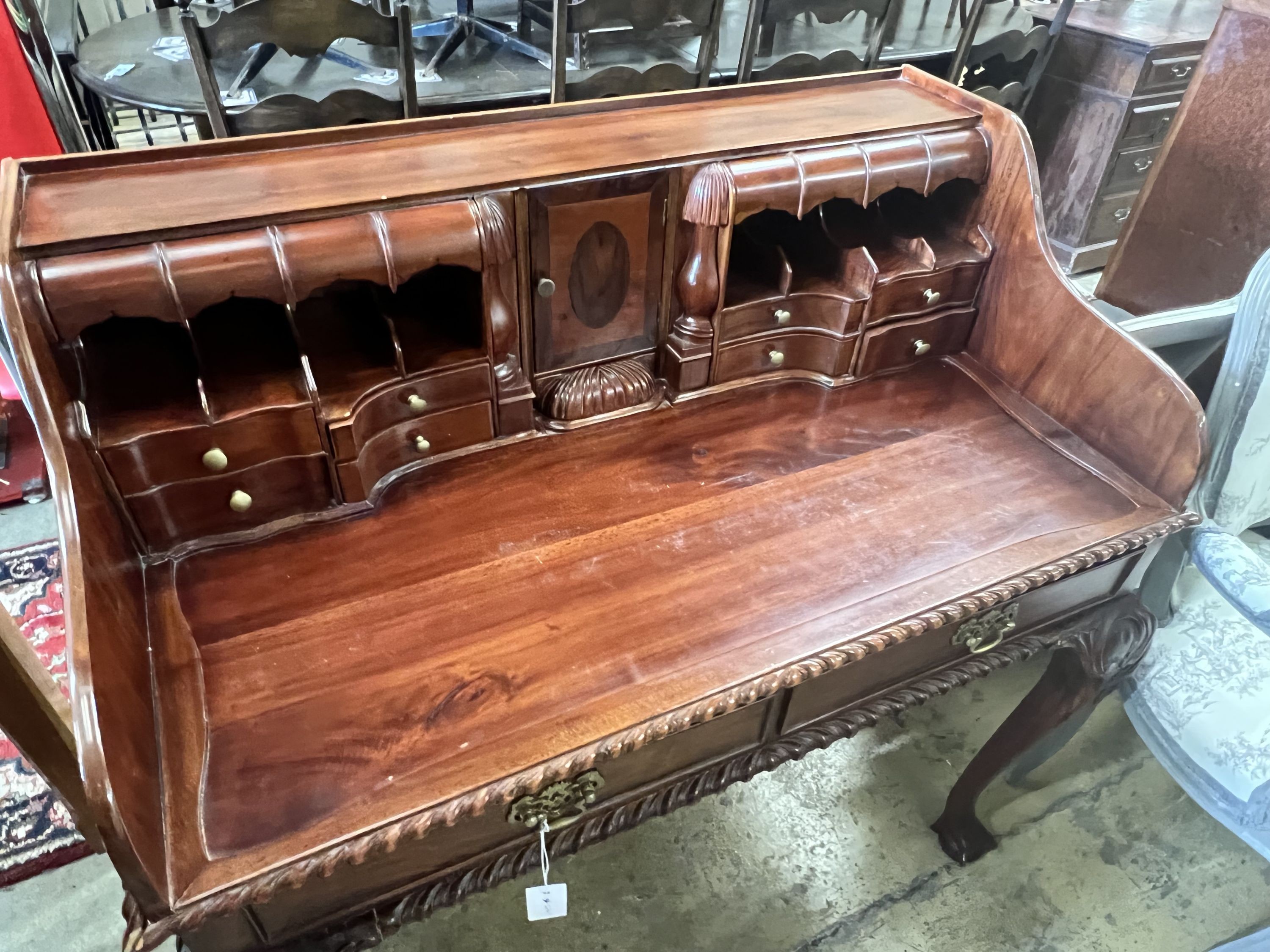 A reproduction George III style mahogany desk, width 103cm depth 60cm height 104cm